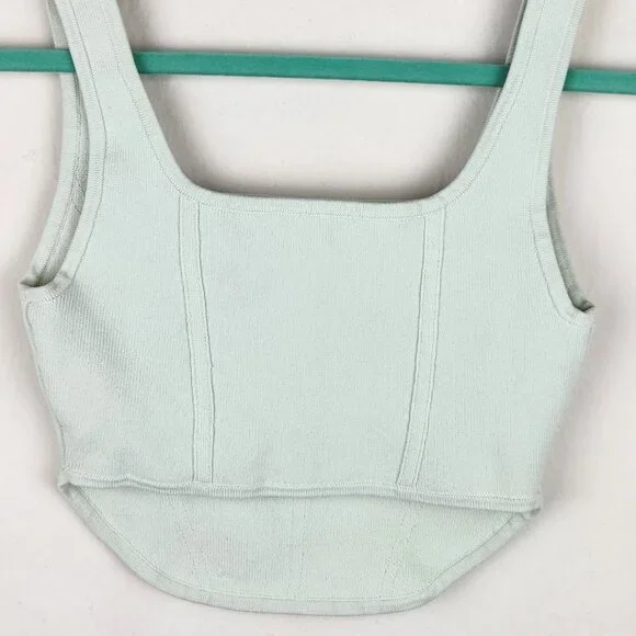 Aritzia Babaton Sculpt Knit Square Neck Bustier Crop Tank Top sz S - Picture 4 of 9
